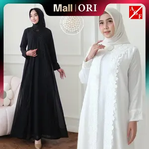 Agnes Hijab - Kamila Dress Gamis Putih Lebaran 2026 Terbaru Baju Muslim Wanita Simple Elegan Abaya Hitam Jumbo Size Pengajian Manasik Haji Umroh 805