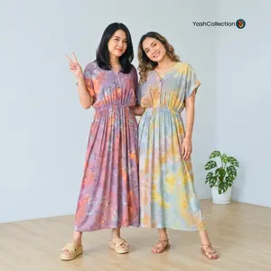 Daster Manohara Dress Panjang Semata Kaki Motif Kekinian Busui Bumil Rayon Lembut Nyaman YashCollection