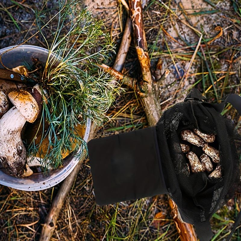 Product Introduction of 1PC Outdoor Orchard Picking Mushroom Bag Fruit Picking Bag Foldable Large Capacity Mesh Bag Field Satchel 14