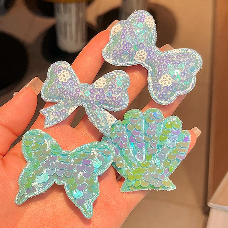 Kẹp Tóc Trẻ Em, Nơ Kim Sa, Thiết Kế Vỏ Hoa Rừng, Phong Cách Công Chúa, 7 Cái / Bộ, Màu Pastel, Kẹp Tóc Trẻ Em, Phụ Kiện Tóc 4