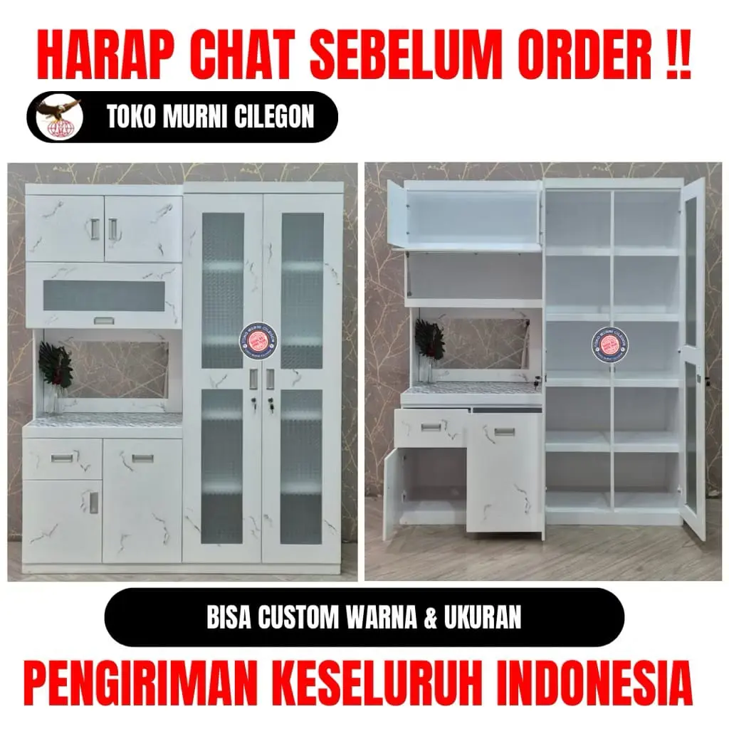 Lemari Dapur 4 Pintu White Marble (free ongkir cilegon serang kota)