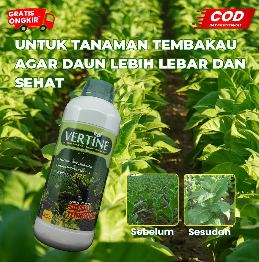 Vertine Grow Pupuk Pelebat Daun, Memperlebar Daun ,Pertebal Daun, Mempercepat Pertumbuhan + ZPT + Perekat Anti Hama Isi 1Liter