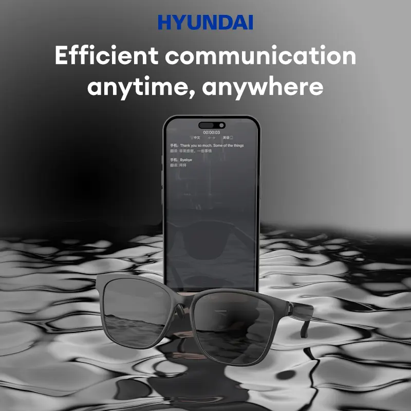 【Super Sale】Hyundai HY-C8 Headset Kacamata Bluetooth Pintar Teknologi Hitam Kacamata Hitam Olahraga Mengemudi Sepeda Motor Antibocor Kacamata Hitam Multifungsi Earphone Headphone Wireless Bass Microphone 3