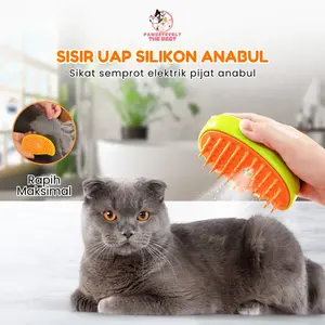 Sikat Sisir Uap Silikon Untuk Anjing Kucing - Pet Spray Massage Brush - Sisir Mandi Pijat Anjing Kucing - Sikat Bulu Ajing Kucing Semprot Elektrik Untuk Pijat - Sikat Pijat Bulu Anabu- Spray Massage Comb