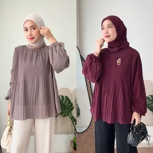 FIONA BLOUSE | Pleated Shirt Atasan Plisket Wanita Premium | Lebaran Idul Fitri | Baju Ceruty Wanita | Top Kerja