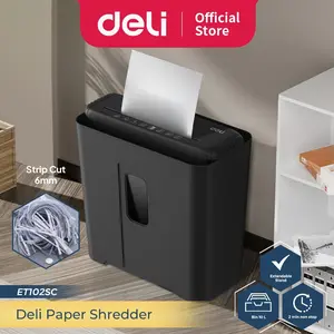 NEW Deli Paper Shredder Mesin Penghancur Kertas Strip Cut Kapasitas 6 Lembar 12 Liter ET102SC