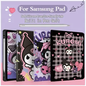 Case For samsung galaxy tab a9 /s9 fe / s10 lite / s6 lite /s7plus /s8 /s10 fe+13.1"A8/A7litecasing Dengan slot pena Pelindung Anti Jatuh hitam Silikon Bumper Premium Desain Lucu Estetik Anti Crack Drop with penutup cover