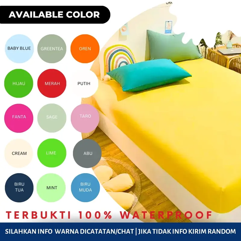 Sprei Waterproof Motif Anti Geser Motif Ukuran 90 100 120 140 160 180 200 Bisa Custom Bantal Guling 1