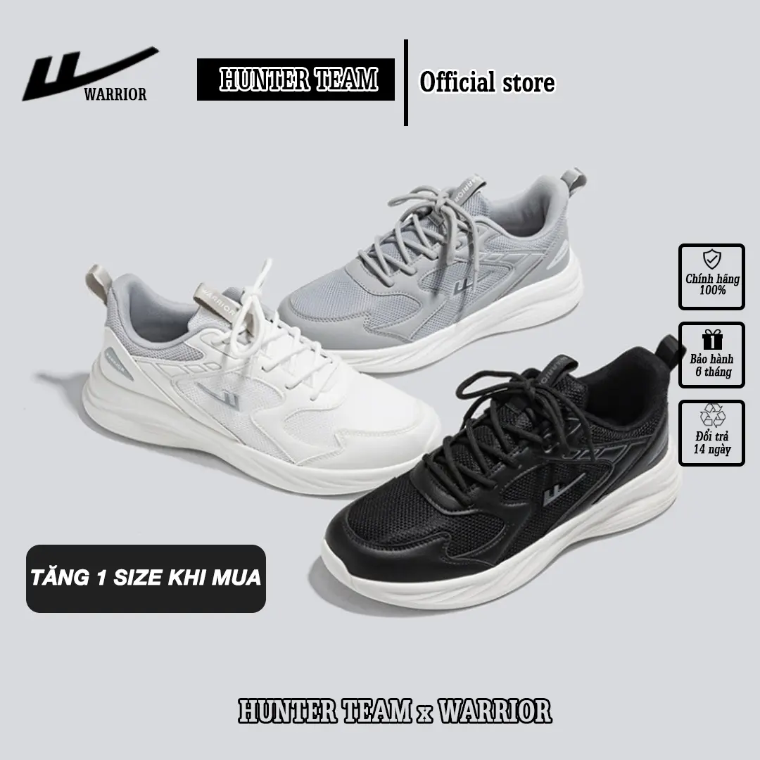 [TĂNG 1 SIZE] Giày Chạy bộ Nam/ Nữ Cao Cấp Chính Hãng Warrior Phong Cách Thể Thao, Pickleball - W022