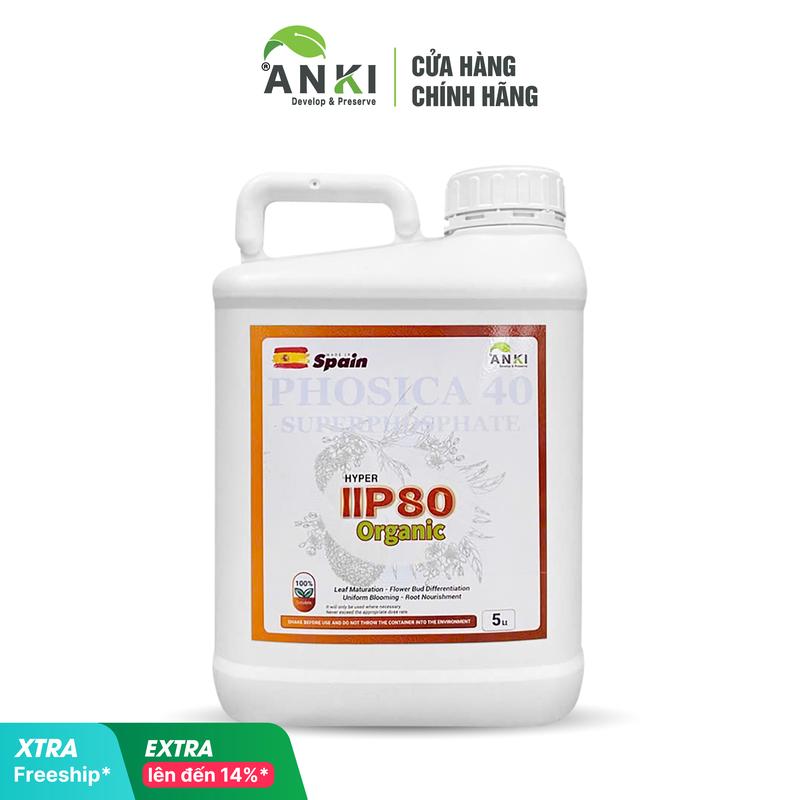 Can phân bón Hyper IIP80 Lân hữu cơ 5 lít nhập khẩu Châu Âu - Pha 5000 lít nước Tạo mầm xử lý ra hoa thuận vụ nghịch vụ ra hoa đồng loạt - Pha 10000 lít nước Dưỡng rễ nuôi rễ phục hồi kiến thiết lại bộ rễ