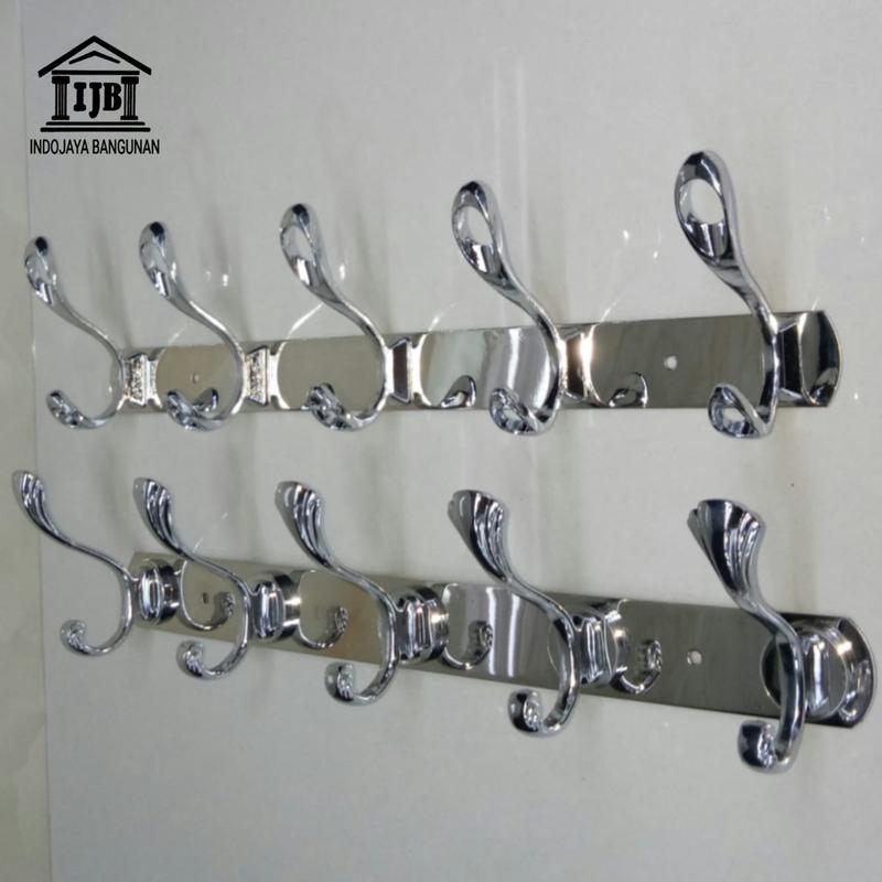 Kapstok Stainless / Gantungan Baju Dinding Kamar Mandi Chrome 45 cm 2