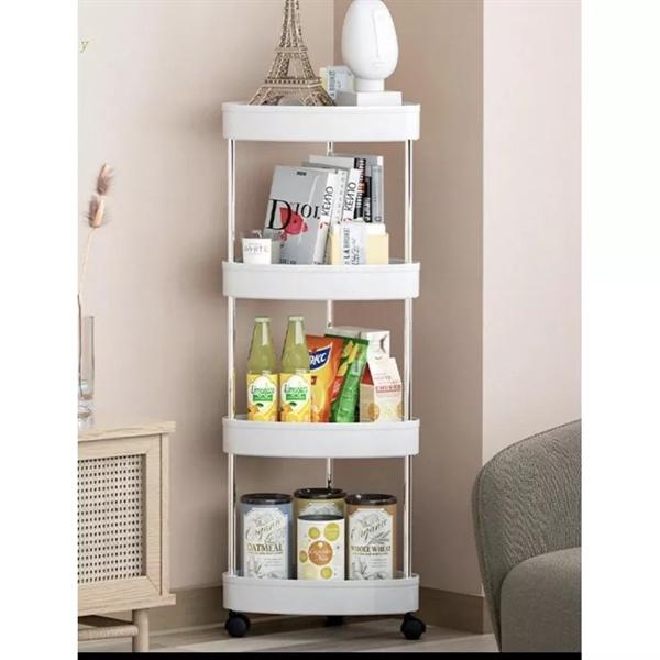  Kệ góc tường bằng nhựa 4 tầng có bánh xe kệ  hẹp  di  động 