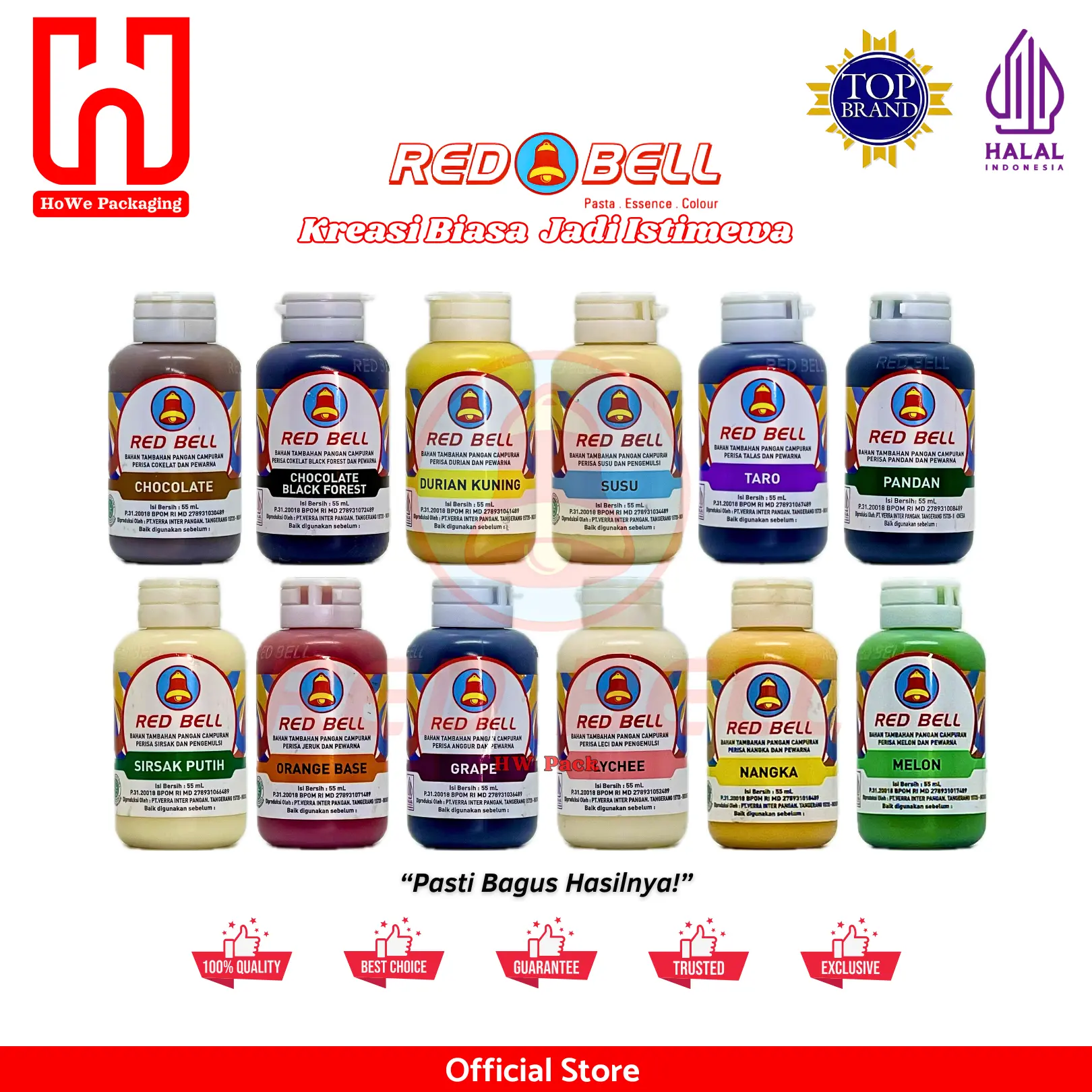 Red Bell Pasta Perisa dan Pewarna Makanan Minuman 55ml x 6 Botol
