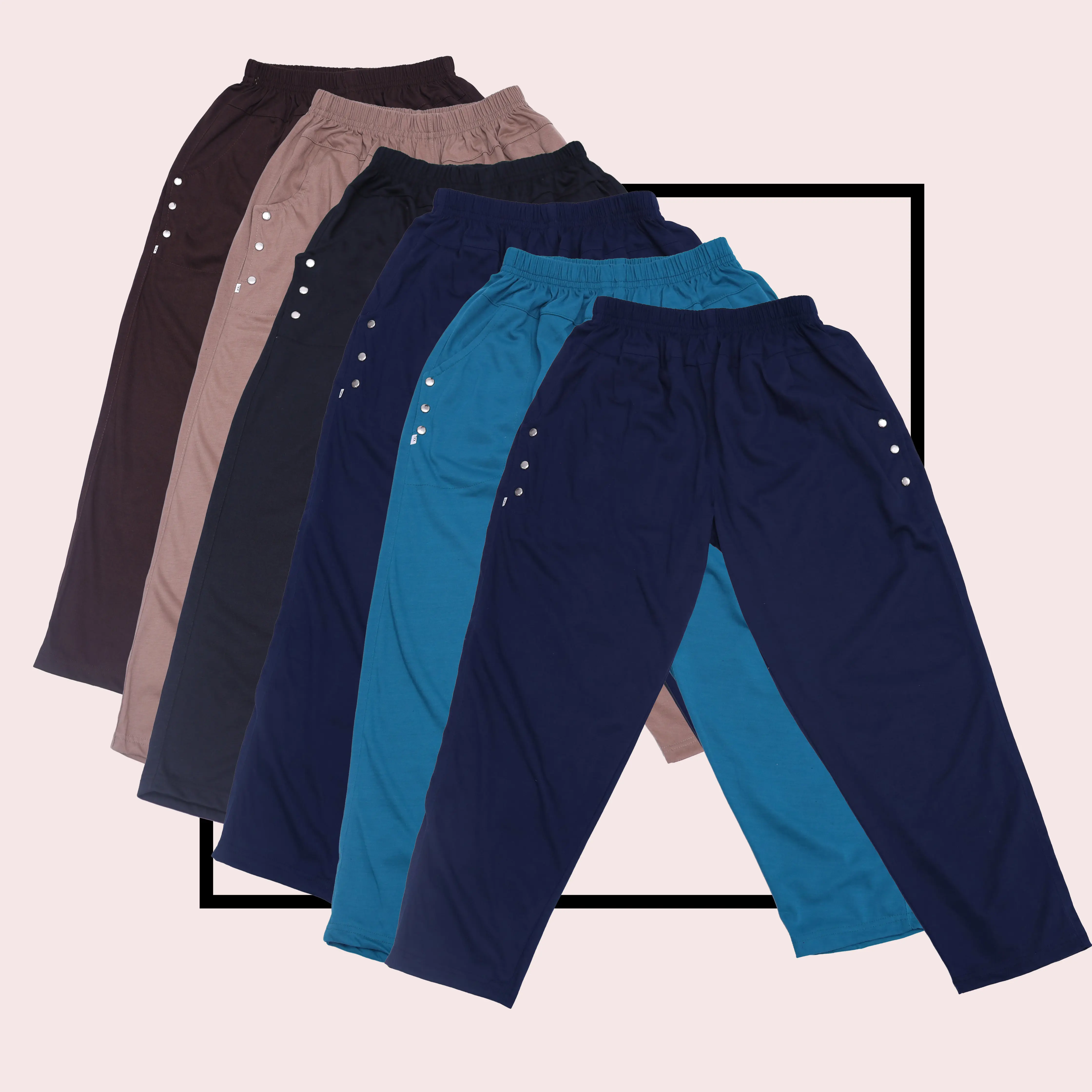 Celana Wanita Panjang Sematakaki Kulot Hiasan Kancing Besi Bahan PE Spandek  Nyaman UNTUK SEHARI HARI Santai Hitam CELANA PANJANG TEBAL UNTUK DALAMAN GAMIS UMROH ROK SEKOLAH regular warna paket a (navy celanakulot Kain Tidur Lembut