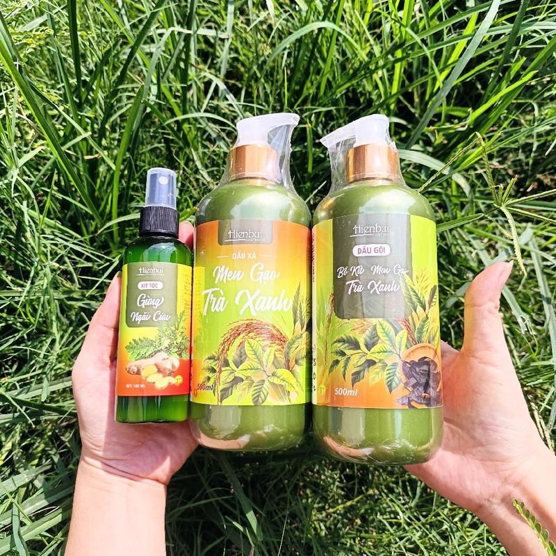 ( tặng xịt hoặc ủ tóc) combo DẦU GỘI ĐẦU BỒ KẾT MEN GẠO TRÀ XANH HIỀN BÙI