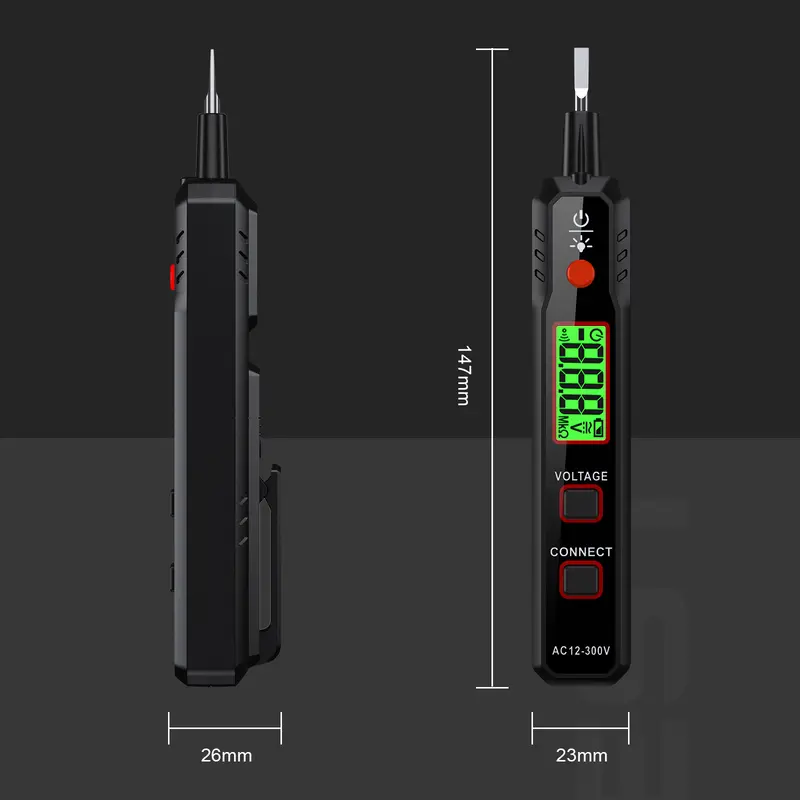 HABOTEST HT89 Pen Type AC Voltage Detector NCV 12~300V Voltage Tester For Live/Null Wire With Flashlight LCD Display Breakpoint Finder 3