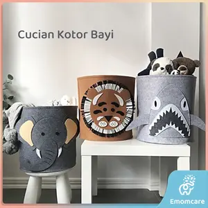 Keranjang Baju Laundry Bulat Pakaian Kotor Lipat katun linen Laundry Bag 35x35 Cm