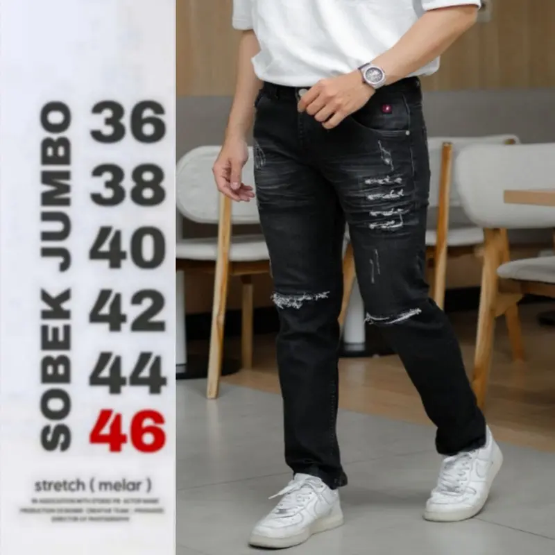 BIGSIZE 33-48 Celana jeans bikers sobek ripped pria jumbo streetch 100% mellar/ Celana Jeans Bikers Pria Rider bigsize/ celana jeans sobek pria ripped/ celana jeans pria bigsize jumbo Melar Distro 3
