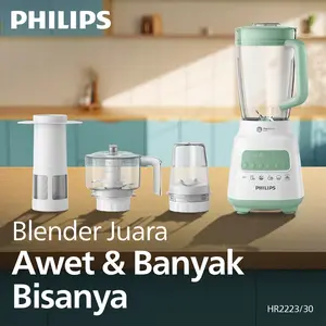 Philips Blender 5000 Series 2L Plastic - Green + Accessory HR2223/30, blender juicer, blender serbaguna, blender terbaik, blender bumbu philips