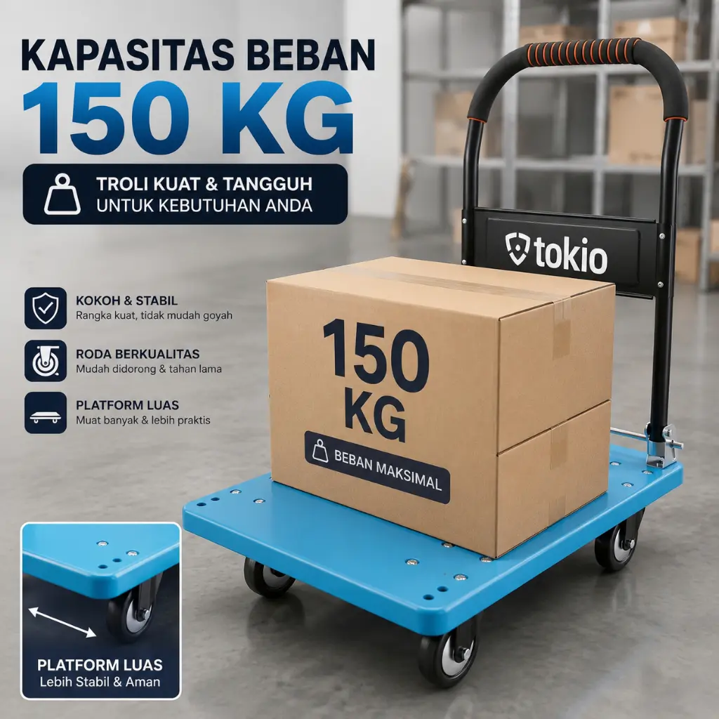Hand Truck / Troli Barang Lipat - Kapasitas 150 Kg dan 300 kg