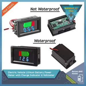 Electric Vehicle Lithium Li-ion Lipo Battery Charge Indicator Meter Tester + Voltmeter Dual-LED Display [Aki Baterai Level Kapasitas Indikator] - 12V | 24V | 36V | 48V | 60V | 72V