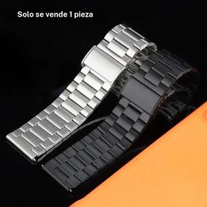 Correa de reloj de acero inoxidable delgada de 22mm de tres filas para Huawei Gt 5 4 3 2 46mm, compatible con Xiaomi S4 S3 S2 S1 47mm, apta para Amazfit Honor, correa de reloj unisex
