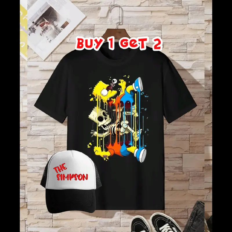 (COD) Beli 1 Dapat 2 Kaos Motif Simpson Free Topi Distro 0
