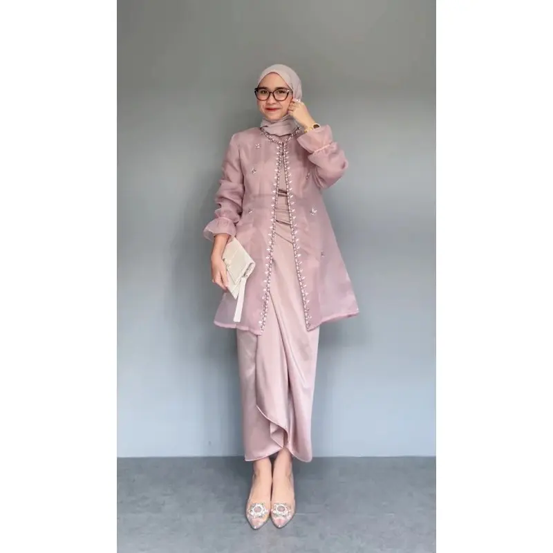 ELAYA OFFICIAL - Outer Organza Premiun Ready/Baju Pesta/Oneset wanita/Outer Kondangan Mewah New Oneset Jemma Organza Terbaru Setelan Kondangan Kekinian Rok Lilit Bahan Maxmara OOTD Kekinian Keren Wanita 2023 Oneset Jemma Organza Premium 4