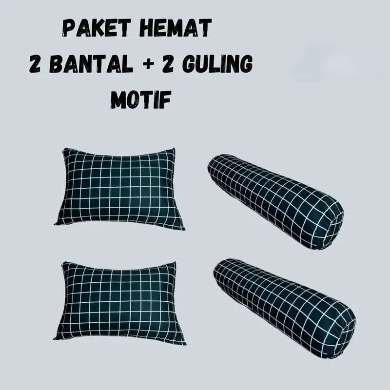 Paket Hemat 2 Bantal + 2 Guling Motif Super Lembut dan Empuk - Bed 0
