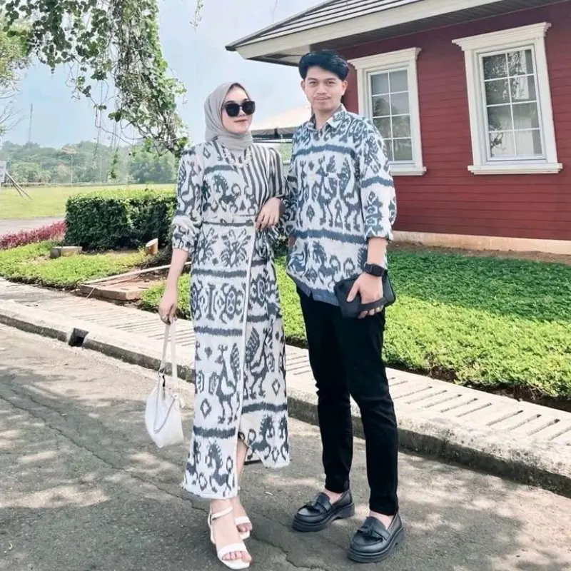 Ready stock marline white couple tenun baju lebaran outfit kondangan kemeja pria dewasa Etnik 0