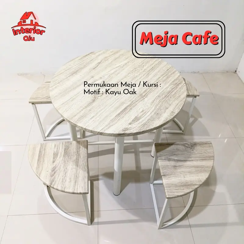 Interior Qiu Meja Makan Set Minimalis Meja Cafe Modern 4 Kursi 2