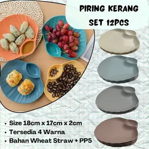 OS SET 12PCS PIRING MAKAN PLASTIK KECIL MODEL KERANG SEKAT 2IN1 TEMPAT SAOS PIRING ROTI KUE CANTIK MICROWAVE SAFE