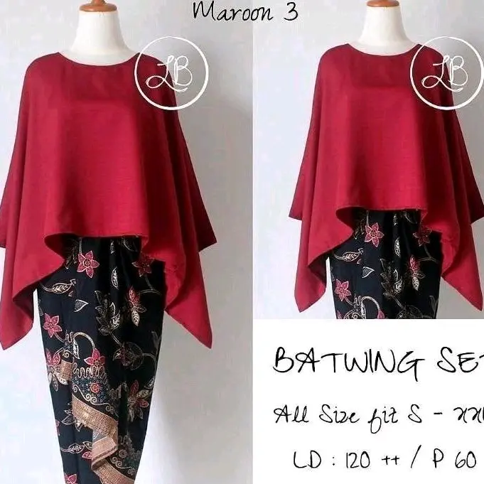 Setelan Kebaya Batwing Jumbo / Kebaya Big Dress Semi Pesta Panjang Pesta Panjang Kondangan Batik Wanita Wisuda