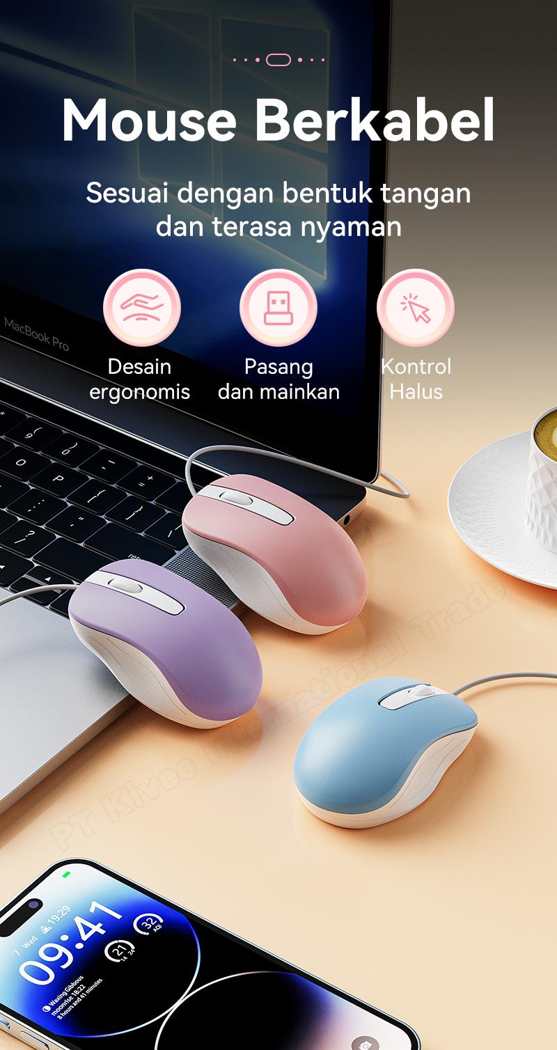 YLV Mouse Kabel untuk Kerja & Game - Sensor Optic Canggih untuk Kursor Stabil Tanpa Lag - Langsung Pakai Tinggal Colok USB - Bisa untuk Windows dan Mac