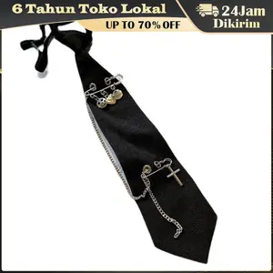 Men Women Steampunk Black Necktie Rhinestone Metal Tie Bow Chain Bowtie Pre-Tied Crystal V7H9