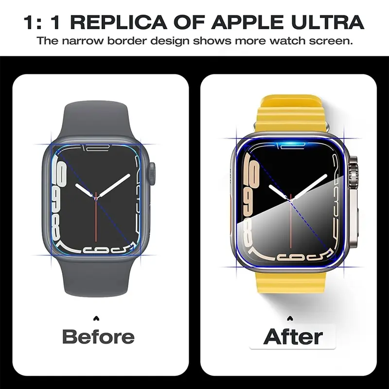 Ốp Ultra, Thay thế cho Apple Watch Dòng 9, Tương thích với 45mm, 41mm, 40mm, 44mm, 42mm, 38mm, Vỏ chống thấm nước, với Bảo Vệ Màn Hình Kính, Thích hợp cho Dòng iWatch 9, 8, 7, SE2, SE, 6, 5, 4, 3, 2, 1 2