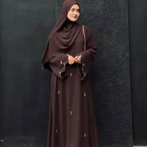 Yasmen abaya dress bahan marbela anti uv aplikasi payet mutiara abaya umroh anti uv simple mewah elegant