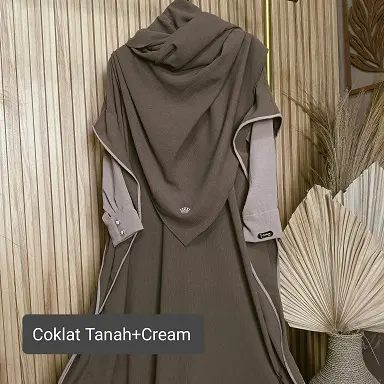 (CRS) - (Exclusive Nilam Septiani) Kaftan Fatiya *kaftan & pashmina panjang* Muslim Wanita