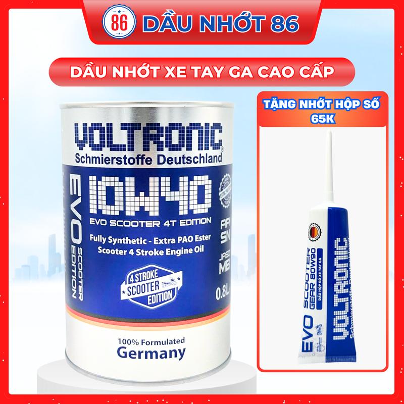 Dầu Nhớt Xe Tay Ga Cao Cấp Voltronic EVO Scooter 4T Edition 10w40 800ml - Tặng Nhớt Hộp Số