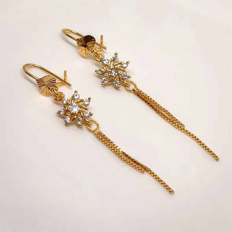JEWELRY COD Anting Titaniun Korea Earrings Zirkon Berlapis Emas 24k Gold Elegant Fashion Mewah Jumbai Berlian Aksesoris Giwang Tindik Perhiasan 3