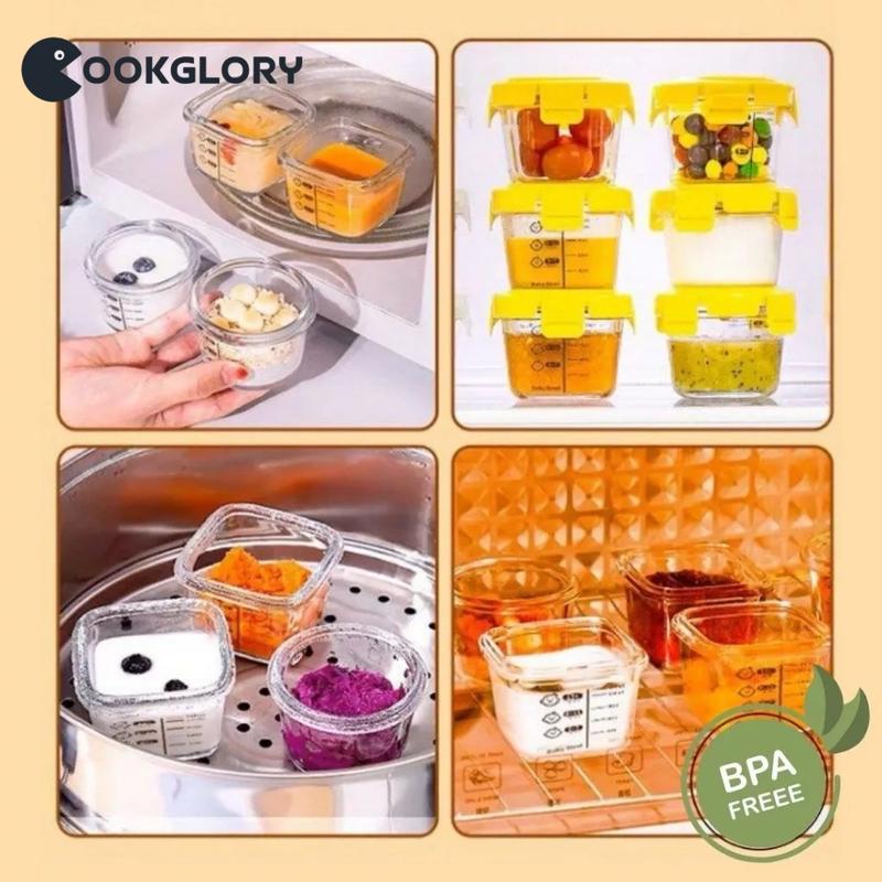 Cookglory 3 IN 1 Wadah Mpasi Bayi / Tempat Mpasi Kaca / Baby Glass Food Container Set 6