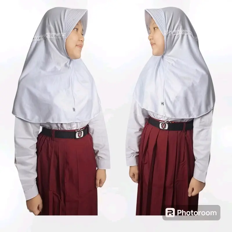 Hijab sekolah Kerudung Sekolah Anak SD Renda Serut 3