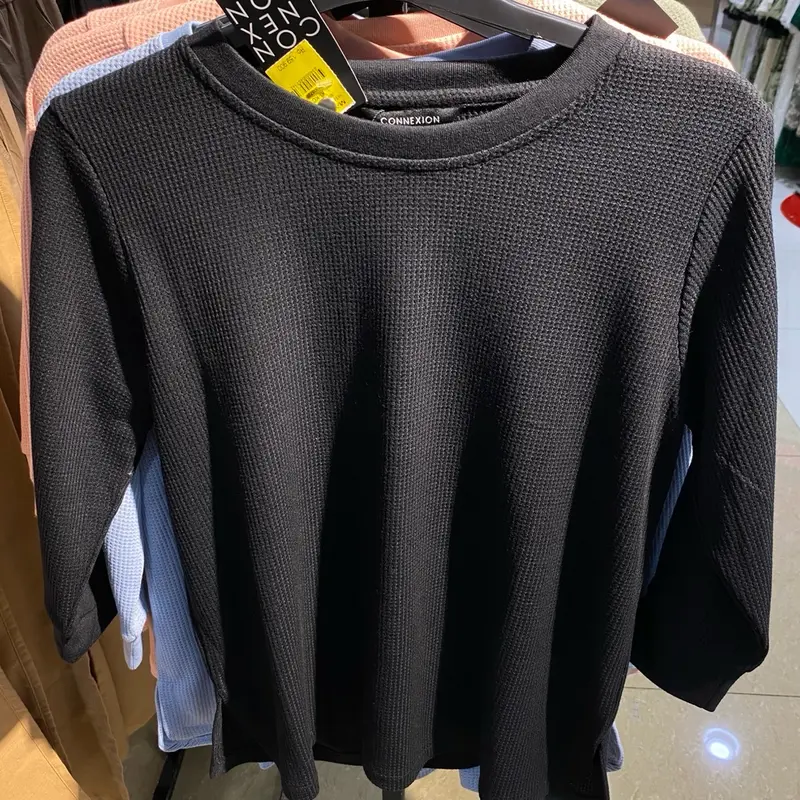 CONNEXION KI-KC10 KAOS WANITA ATASAN WAFFLE BLOUSE RIB KNIT SIMPLE MELAR ADEM NYAMAN BY MATAHARI 2