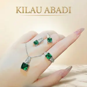 EWS04Z Cincin menara gula harta karun berwarna modis dan mewah, berlian karbon tinggi, kalung liontin bermutu tinggi, anting zamrud, set anting-anting