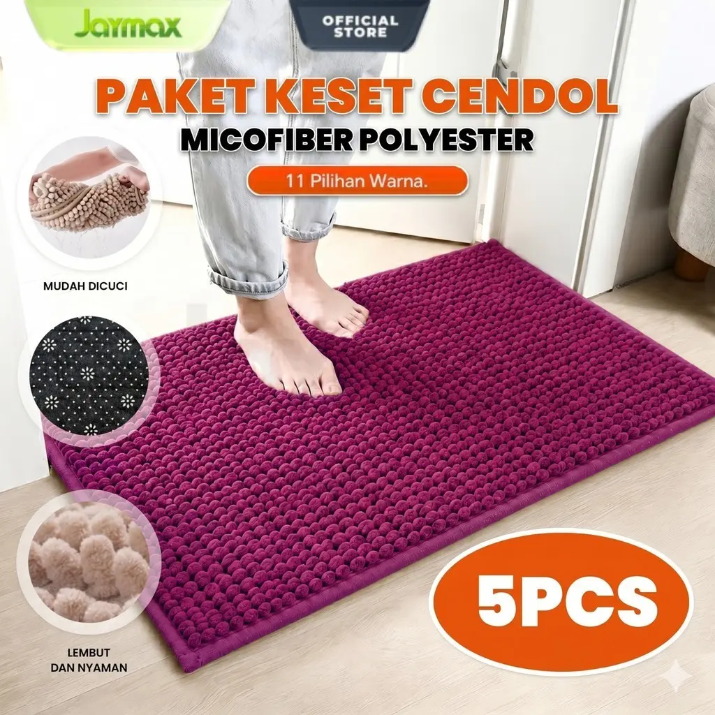 Paket Hemat 5PCS Keset Cendol Bulu Microfiber Lembut Anti Slip Keset Kamar Mandi Keset Lantai Premium