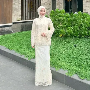 Elani Lace Series Kurung Malay Series One Set Top & Bottom Lace Inner Silk Busui Friendly Size Small & Big size
