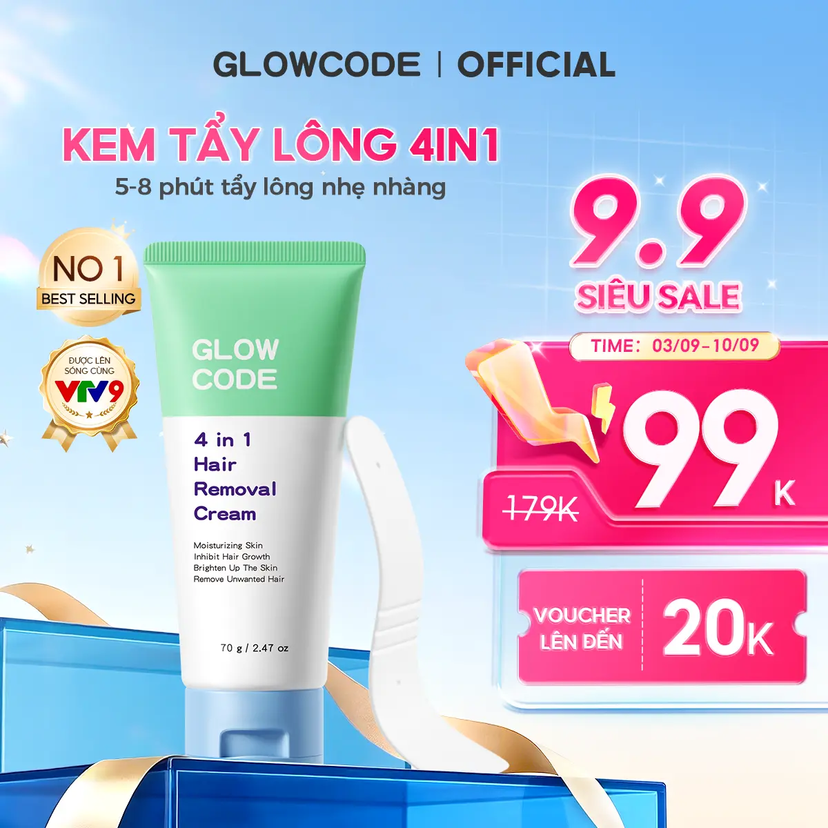 Kem Tẩy Lông 4in1 Glowcode Tẩy Lông Tay Chân Vùng Kín Nách Tẩy Lông An Toàn Dưỡng Ẩm Dịu Nhẹ Không Đau Rát