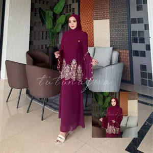 TUTUNAJWA Khalisa Series Setelan Rok Kurung Melayu Bordir Selendang Free Hijab
