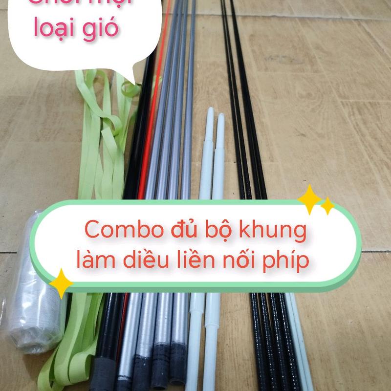 combo khung diều sáo full cb 2m3-2m4 -2m5-2m60 độ sẵn vai phíp. làm diều sáo mẹ bồng con. BAO GIÓ
