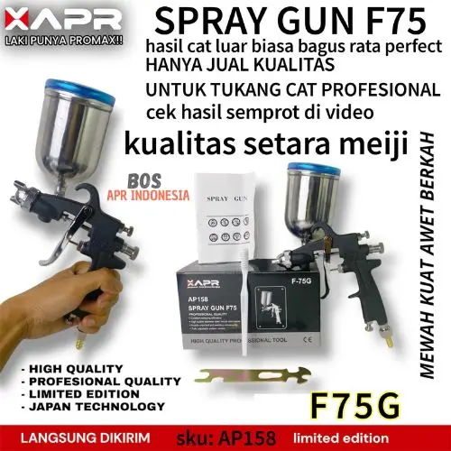 XAPR SPRAY GUN F75 SETARA MEIJI ALAT SEMPROT CAT NOZZLE 1,5MM TABUNG ATAS 400ML KUALITAS SAMA MEIJI GARANSI RESMI